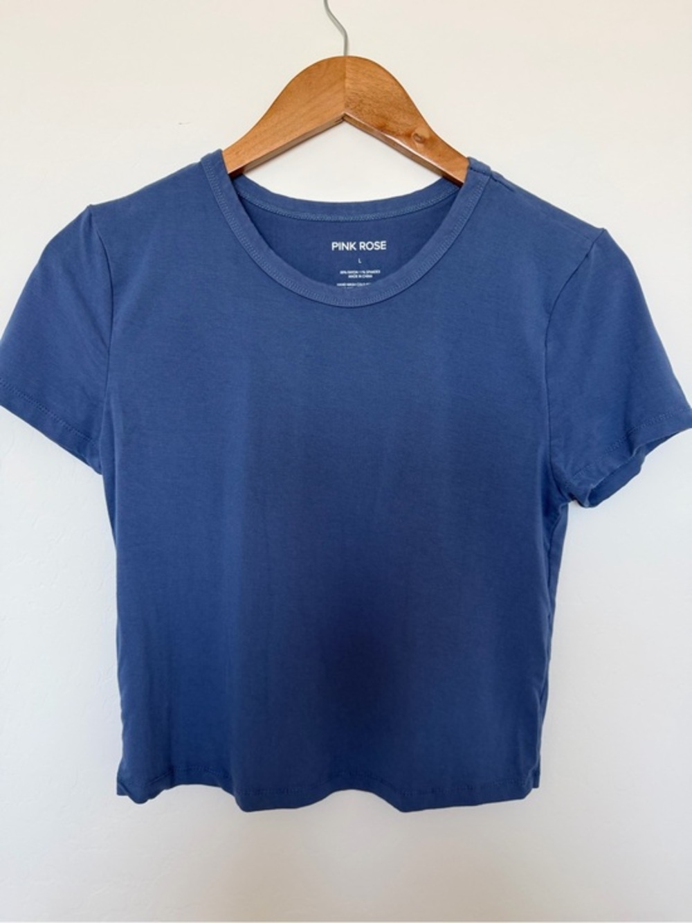 Pink Rose Navy Short-Sleeve Crewneck Tee